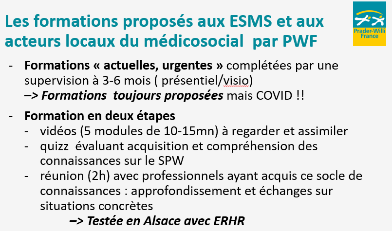 Evolution de l’offre de formation au syndrome de Prader-Willi pour les ESMS