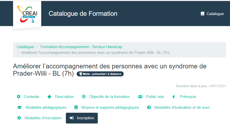 Nouvelle proposition de formation au syndrome de Prader-Willi France