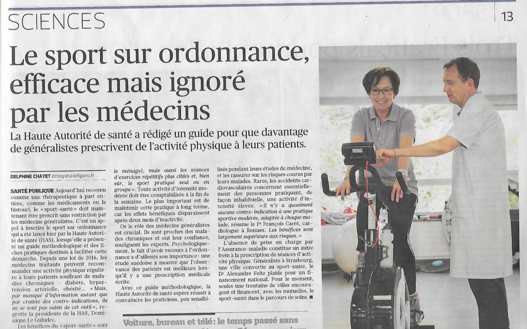 Vu dans le Figaro : Le sport sur ordonnance efficace mais ignoré des médecins