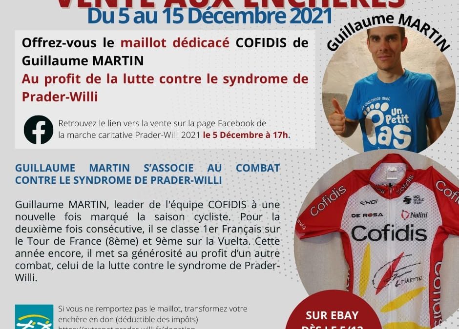 Vente aux enchères d’un maillot de Guillaume Martin, coureur cycliste de haut niveau