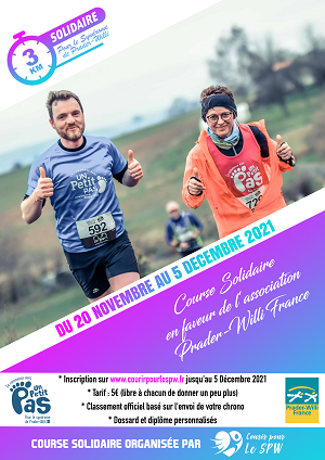 Course/ Marche  virtuelle de 3Km pour le syndrome de Prader-Willi – Edition 2021