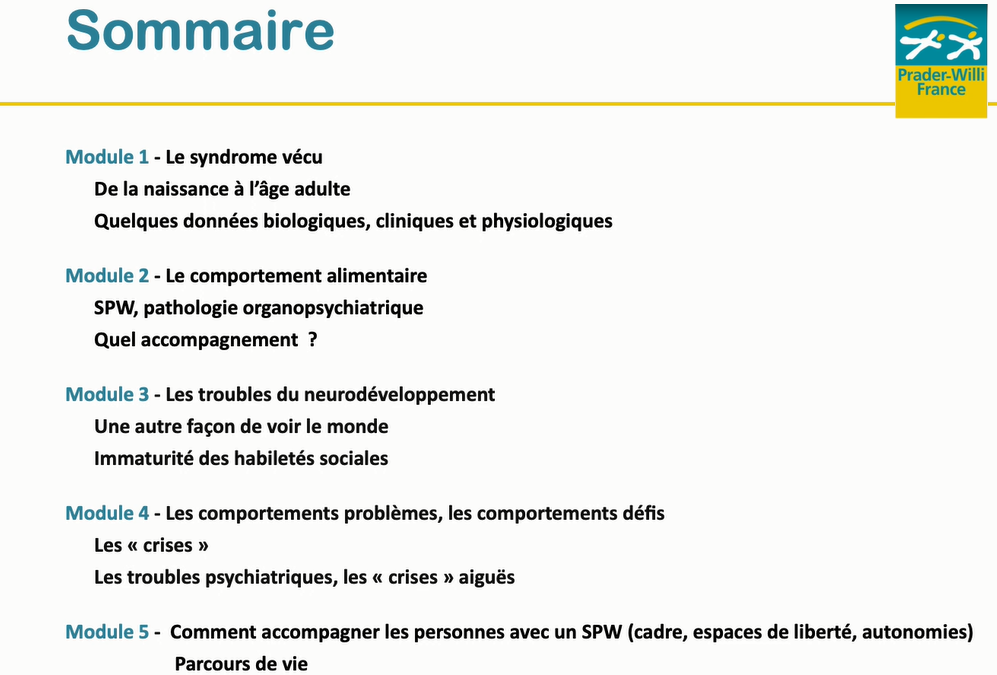 Faire intervenir le pôle formation de Prader-Willi France